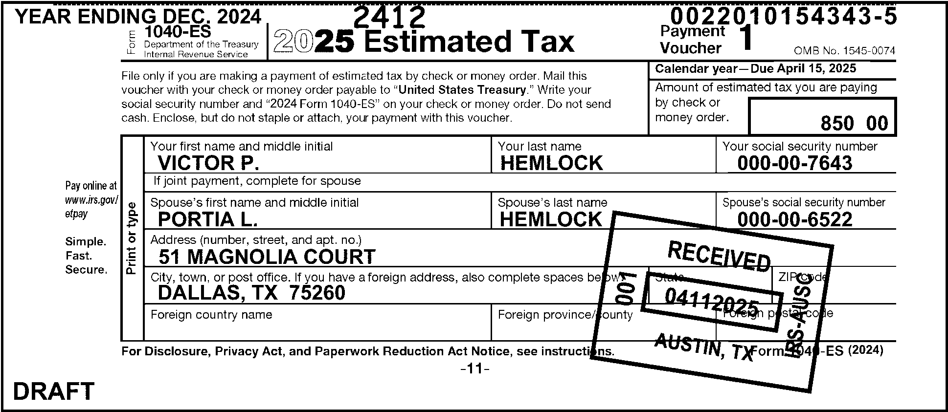 Irs Payment Receipt Master of Documents