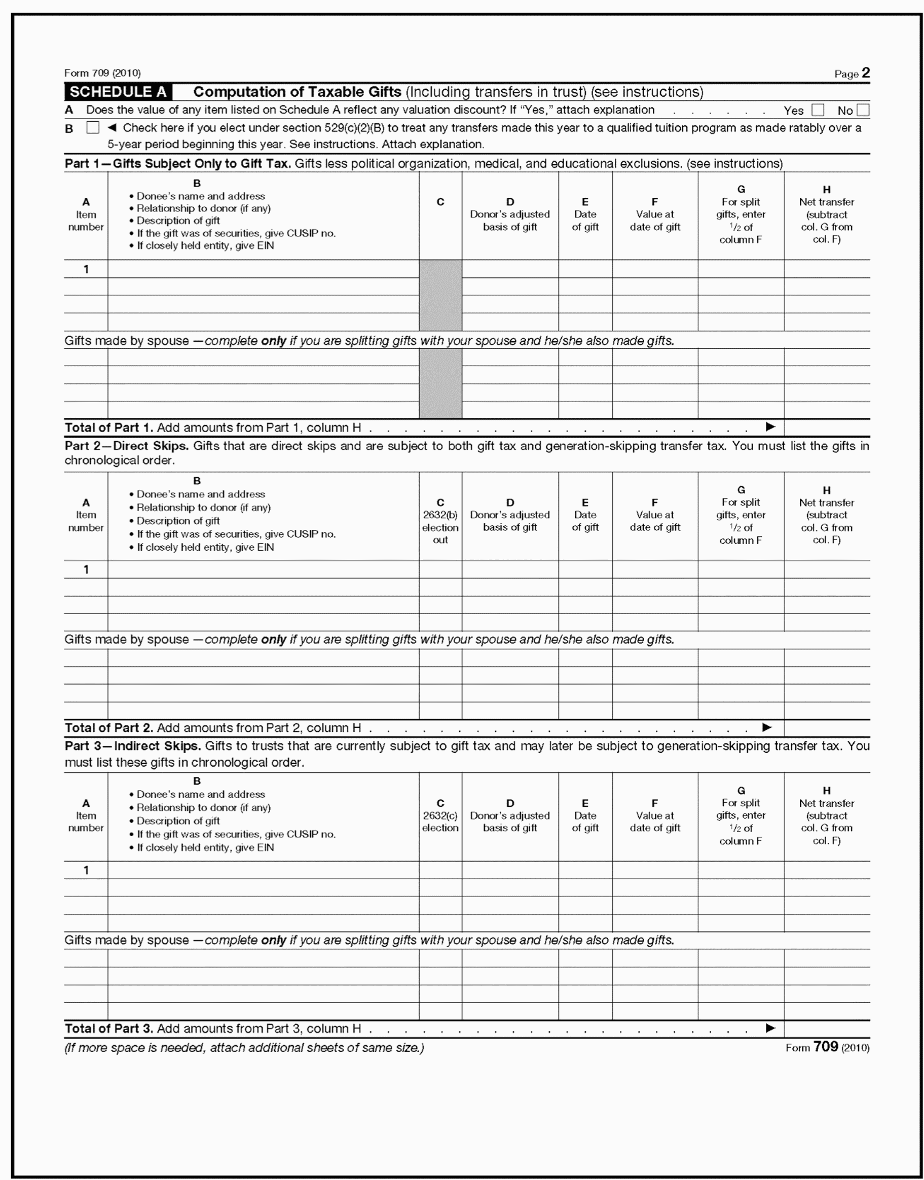 Federal Gift Tax Form 709 Bios Pics
