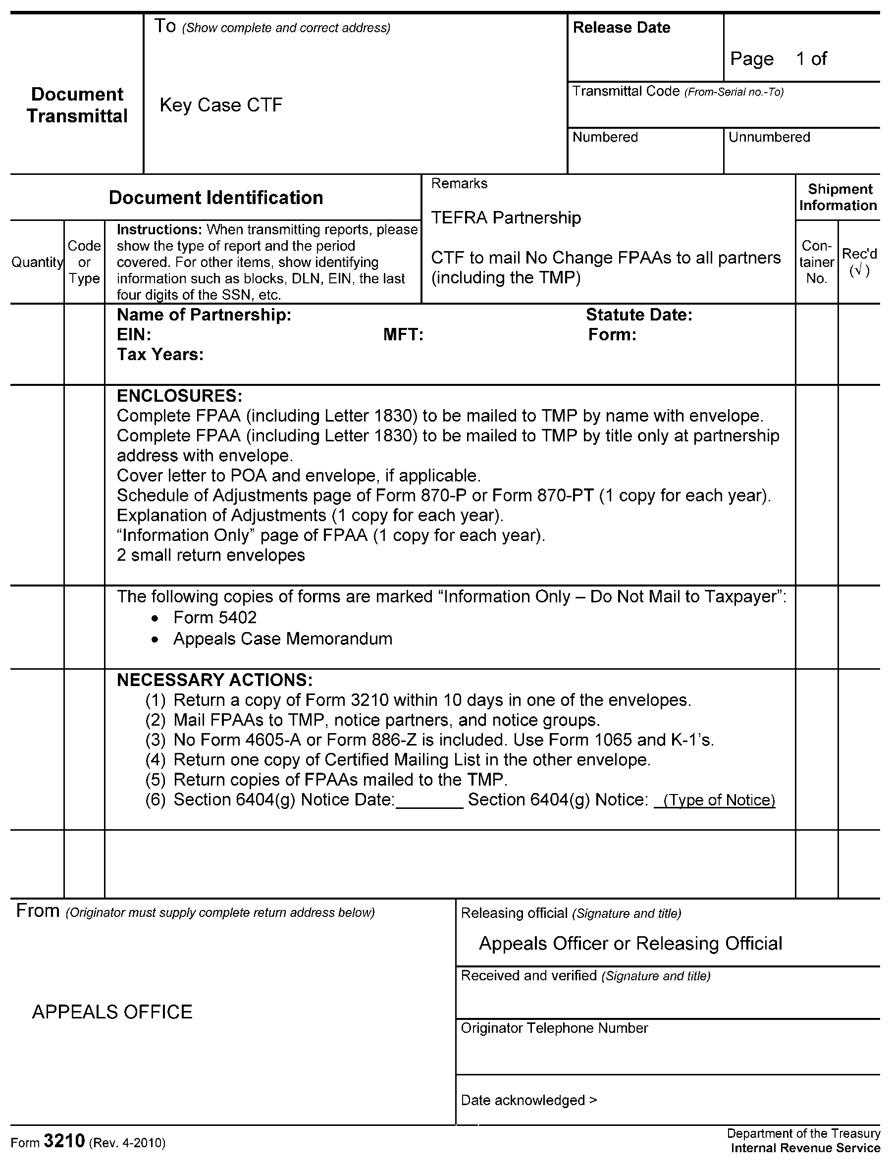 8.19.12 Final Partnership Administrative Adjustment Internal Revenue