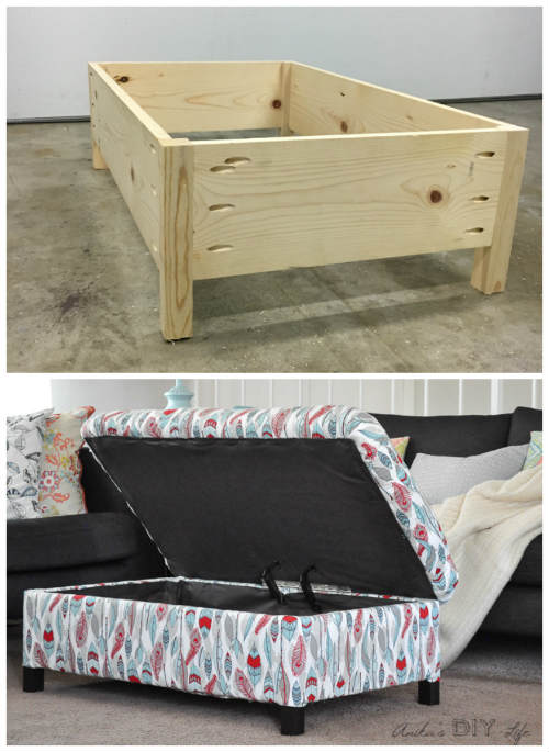 DIY Upholstered Storage Ottoman iSeeiDoiMake