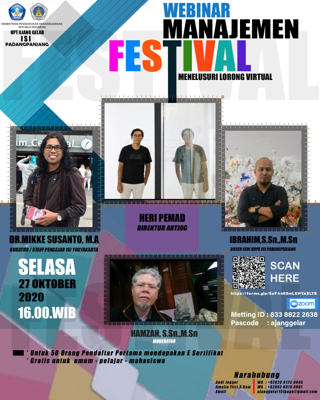 Webinar Manajemen Festival Menelusuri Lorong Virtual ISI Padangpanjang