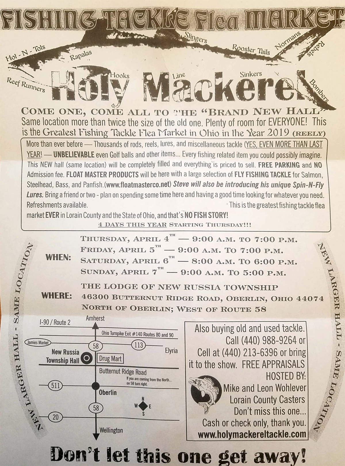2019 Fishing Tackle Flea Market April 4th thru 7th! Ohio Game Fishing