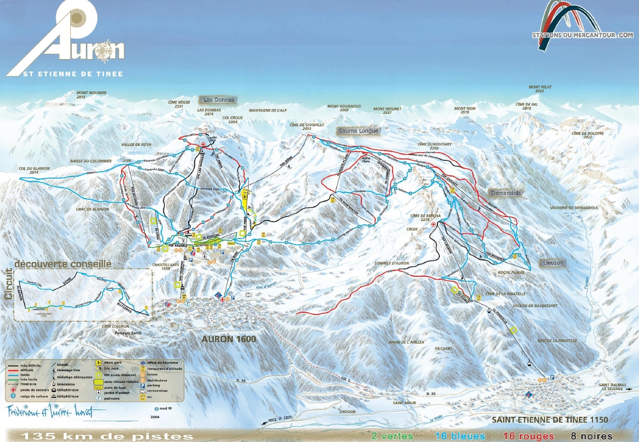 Carte pistes Auron Alpes Maritimes
