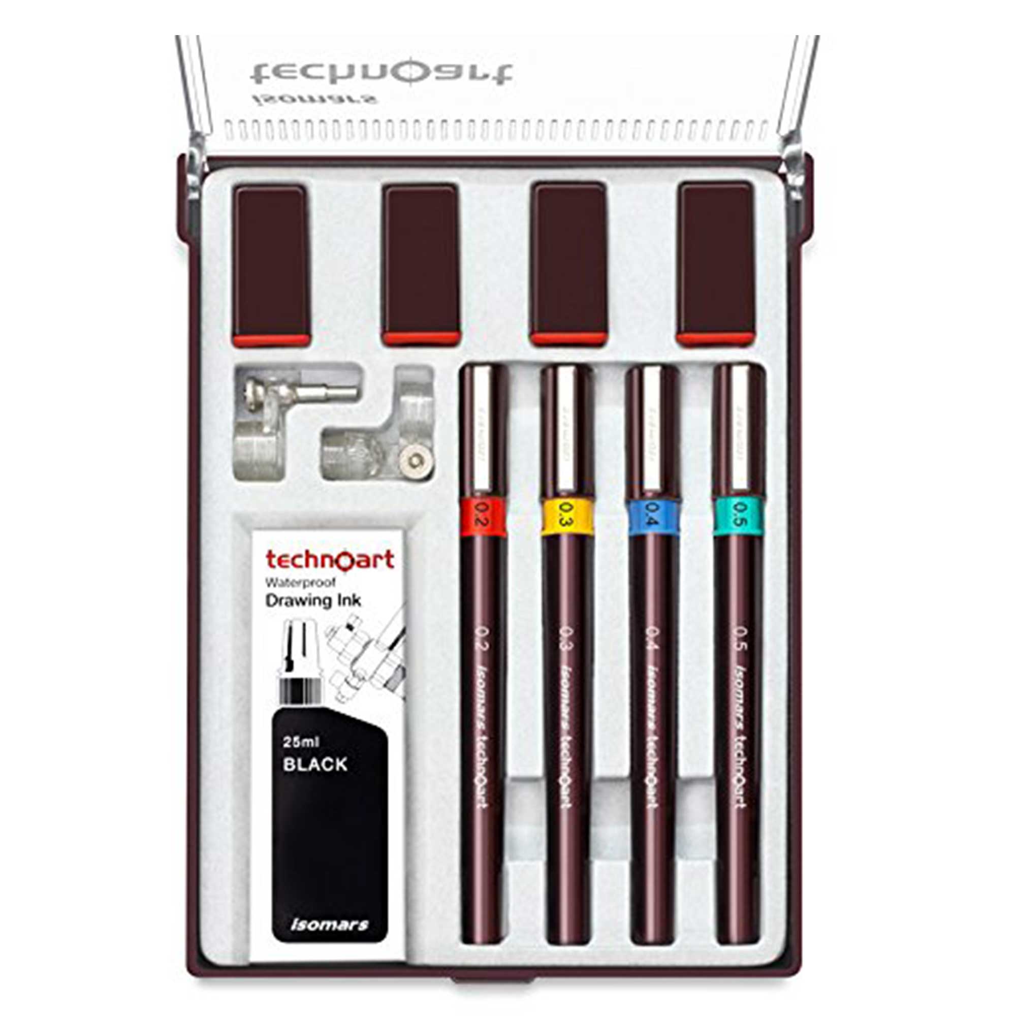 Isomars Technical Drawing Pen set of 4 Brown