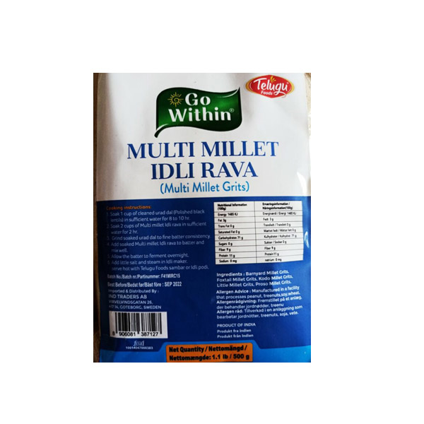 Telugu Foods Multi Millet Idli Rava 500G Indian Food Store Grocery
