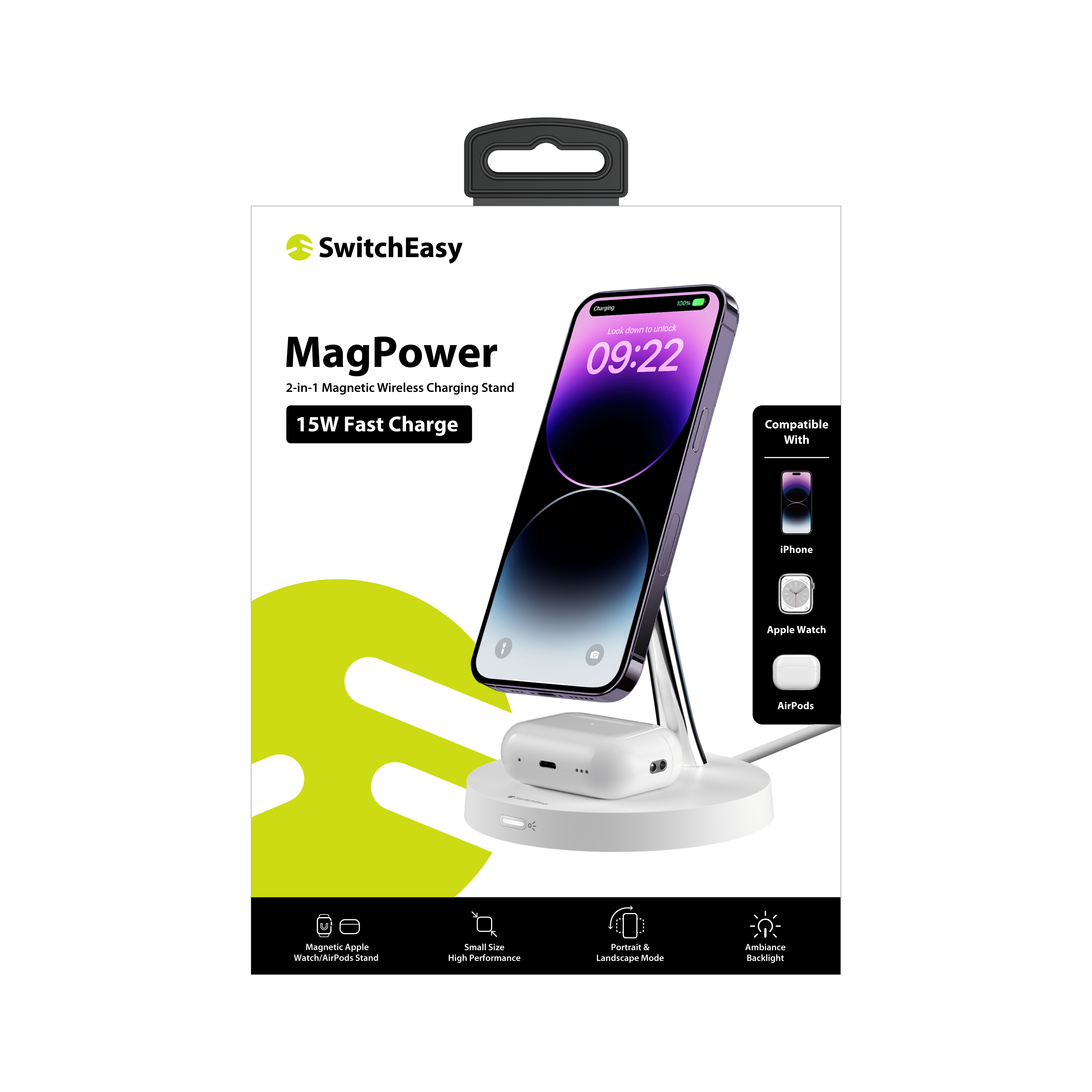 SwitchEasy MagPower 2in1 Wireless Charging Stand White