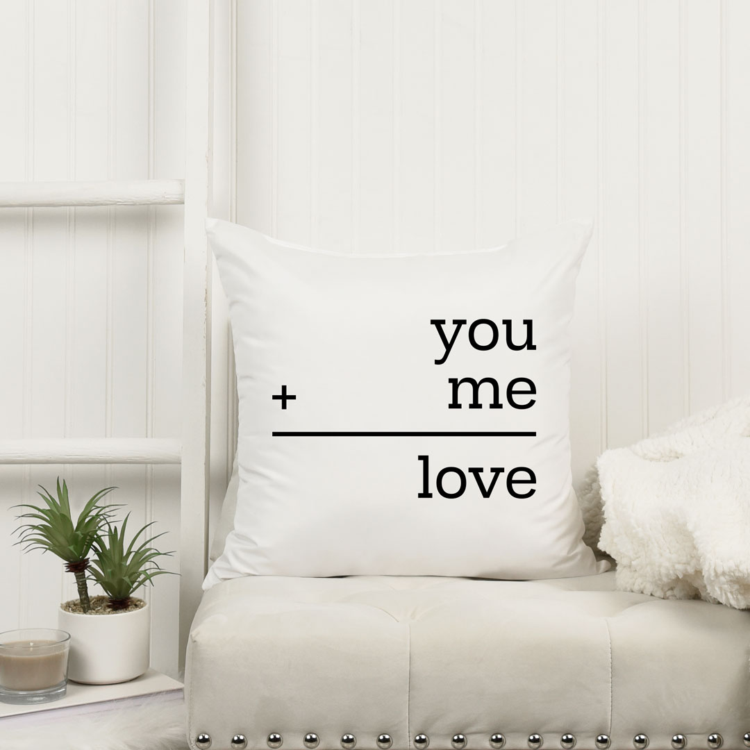 You and me equals love Couple Pillow Isprintable Shop