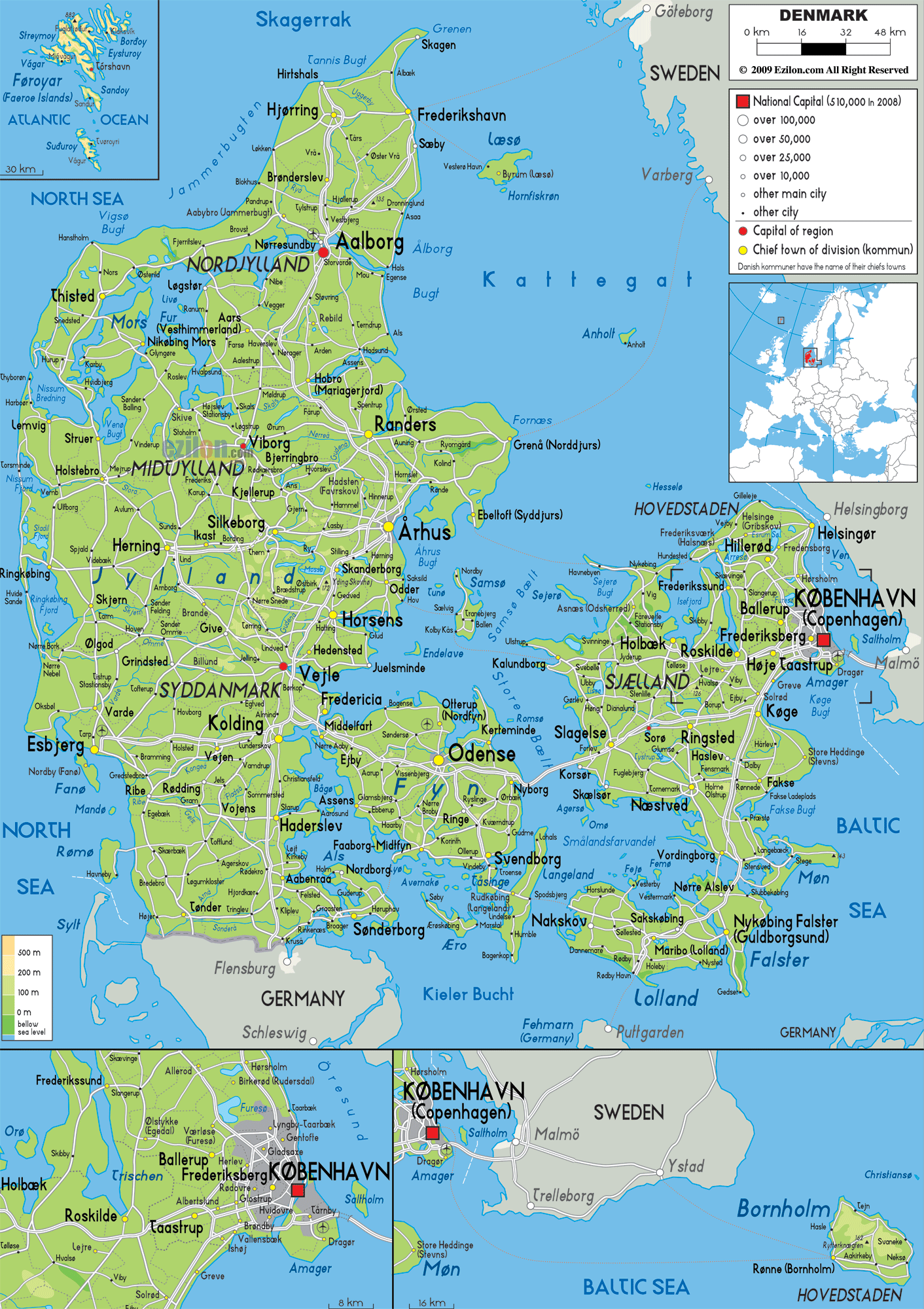 Karta Själland Danmark Denmark Map and Denmark Satellite Image
