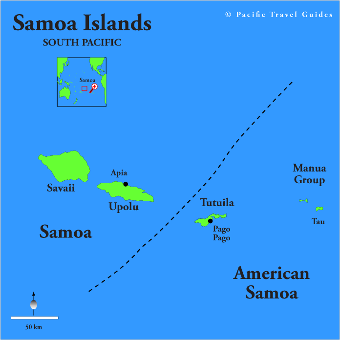 Samoa Map and Samoa Satellite Image