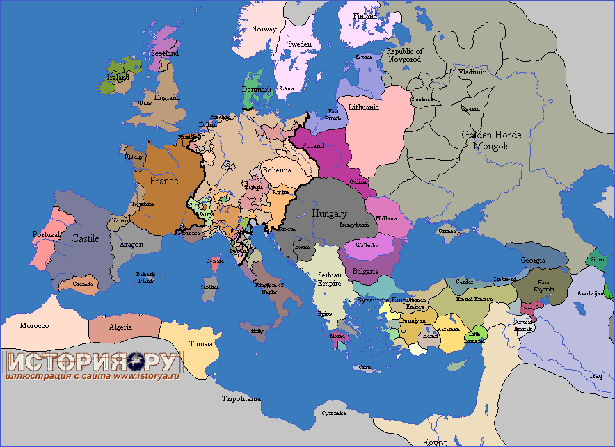 Atlas Europe Map 1350 Хронология Европы в картах История России. Всемирная, мировая история