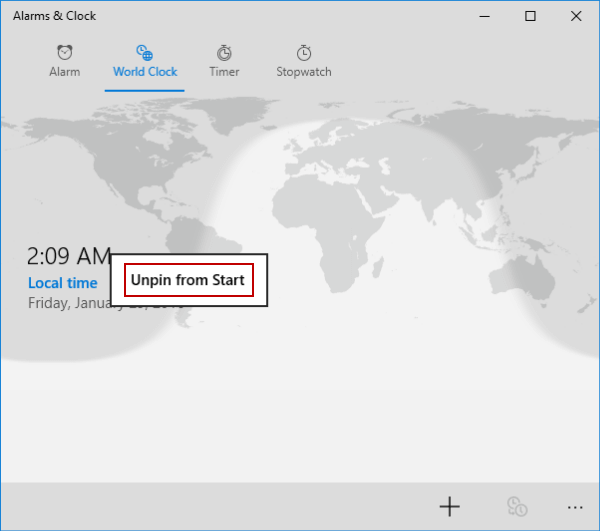 Add and Delete Clock on Start Menu in Windows 10