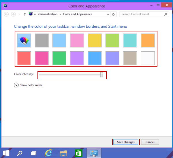 Change the Color of Taskbar and Window Border in Windows 10
