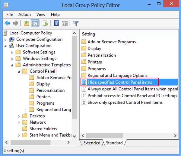 Easily Hide Specified Control Panel Items in Windows 8/8.1