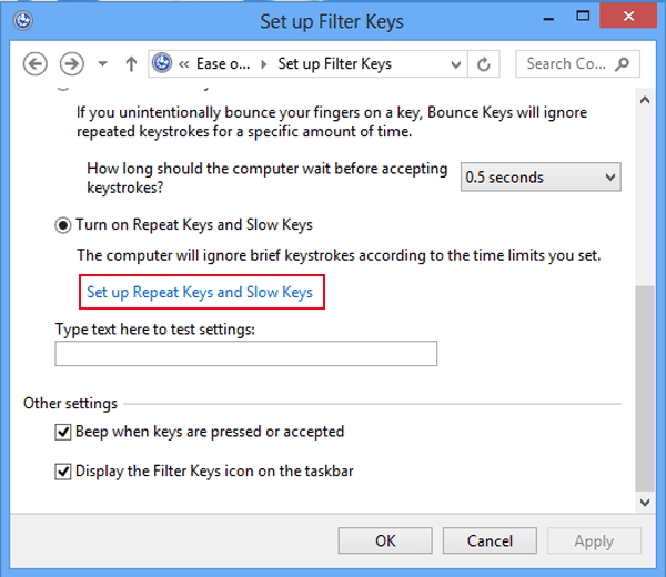 How to Set up Filter Keys in Windows 8/8.1
