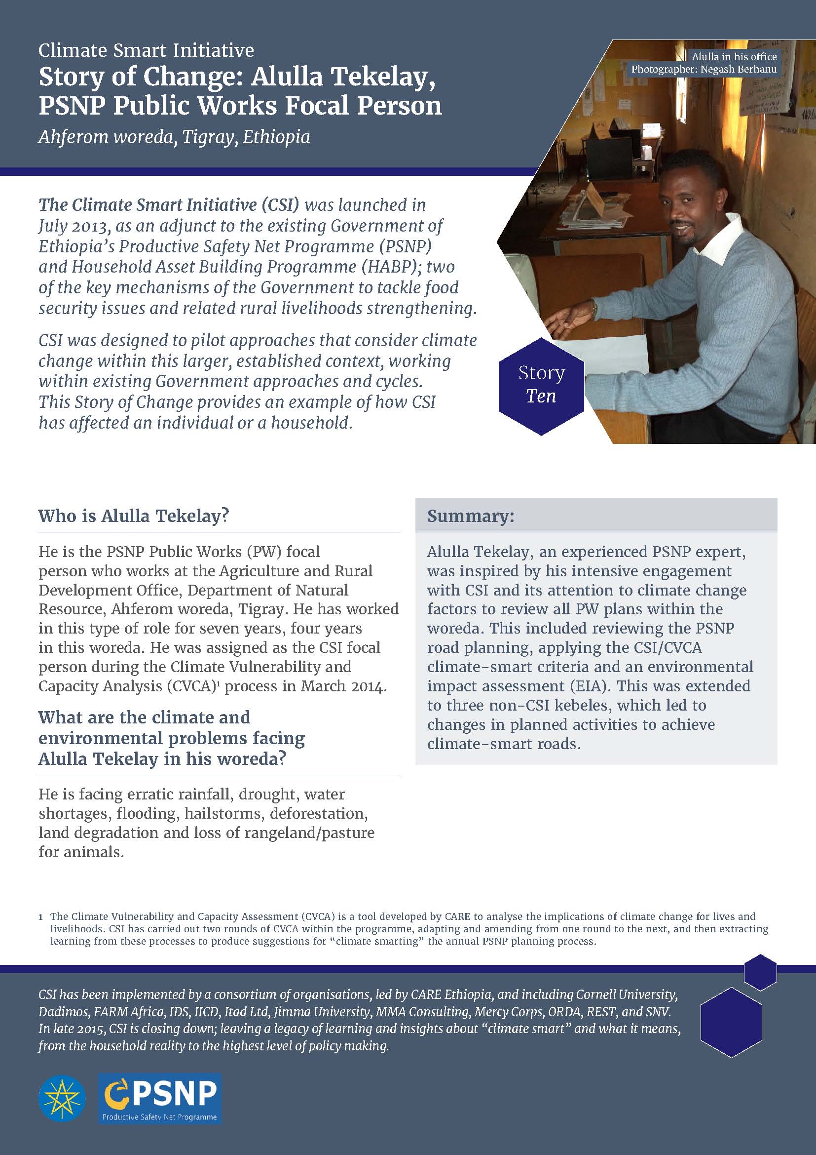 Climate Smart Initiative Story of Change Ten Alulla Tekelay, PSNP