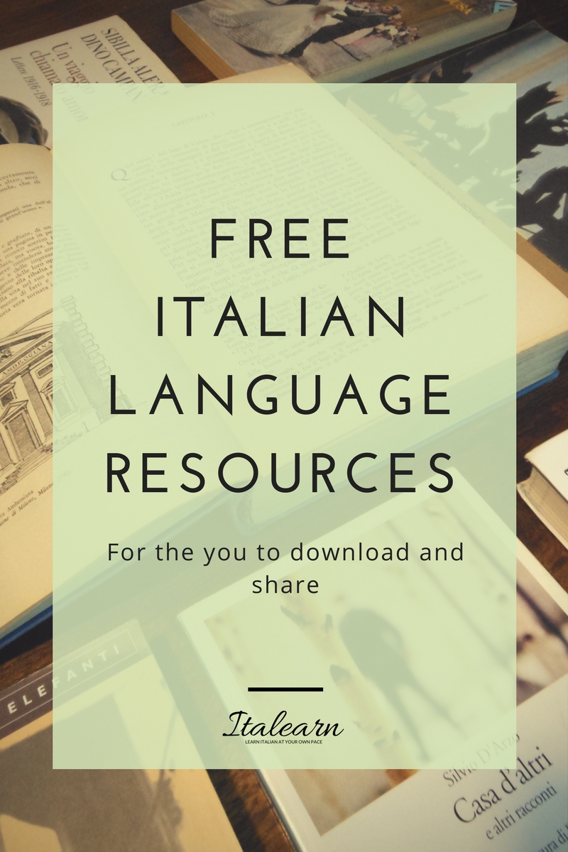 A list of free language resources ITALEARN