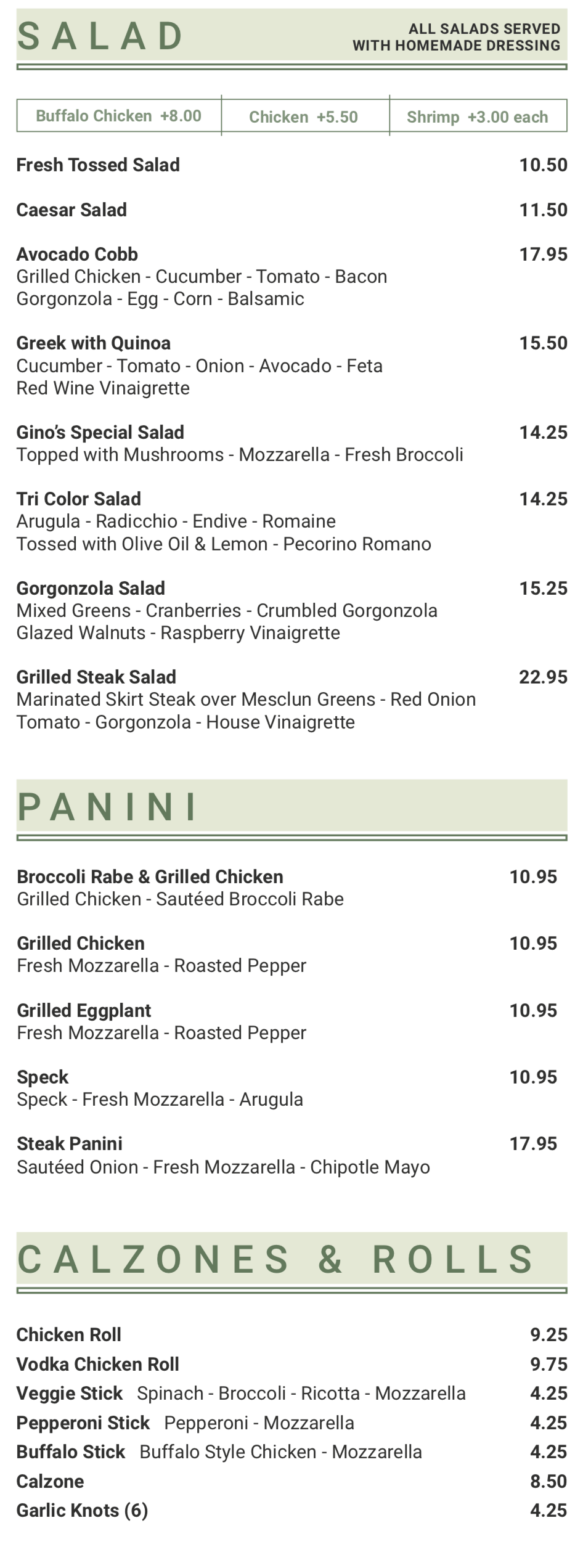Menus Italiano Ristorante in Bethpage