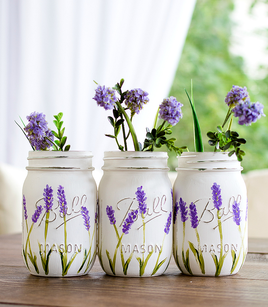 Lavender Flower Painted Mason Jars It All Started With Paint
