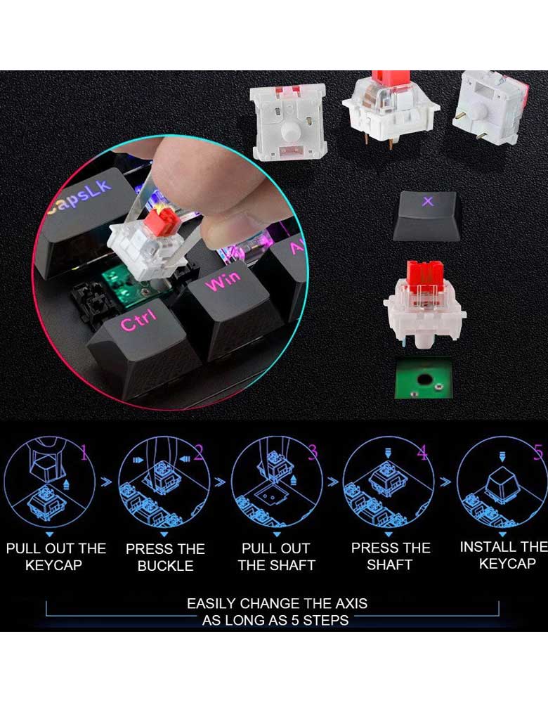 Redragon Fizz K617 RGB 60% Wired Gaming Keyboard [Gray White] Red