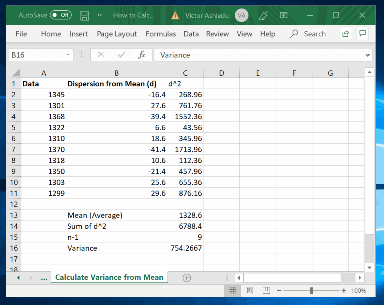 How to Calculate Variance in Excel Itechguides