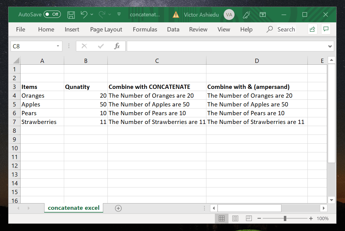 concatenate columns in excel 2