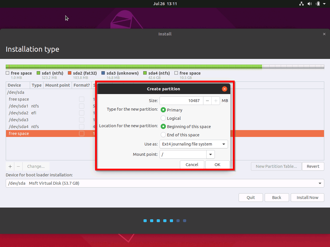 createlinuxpartition