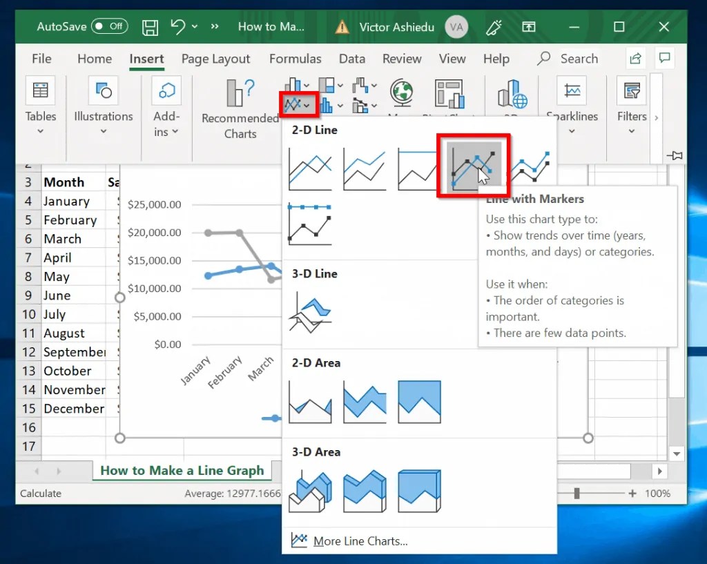 How to Make a Line Graph in Excel | Itechguides