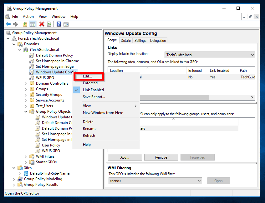How to Configure Group Policy for WSUS in Windows Server 2016 Itechguides