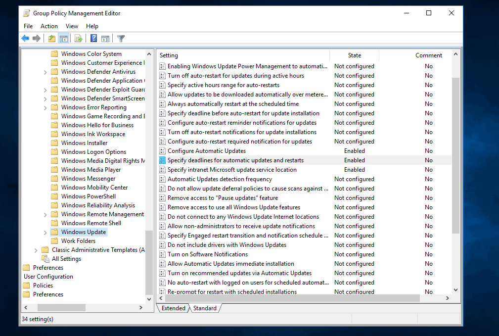 Group Policy Windows Updates Server 2016 Configure GPO for WSUS