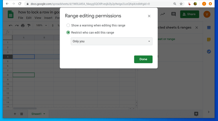 How to Lock a Row in Google Sheets (PC or Google Sheets App)