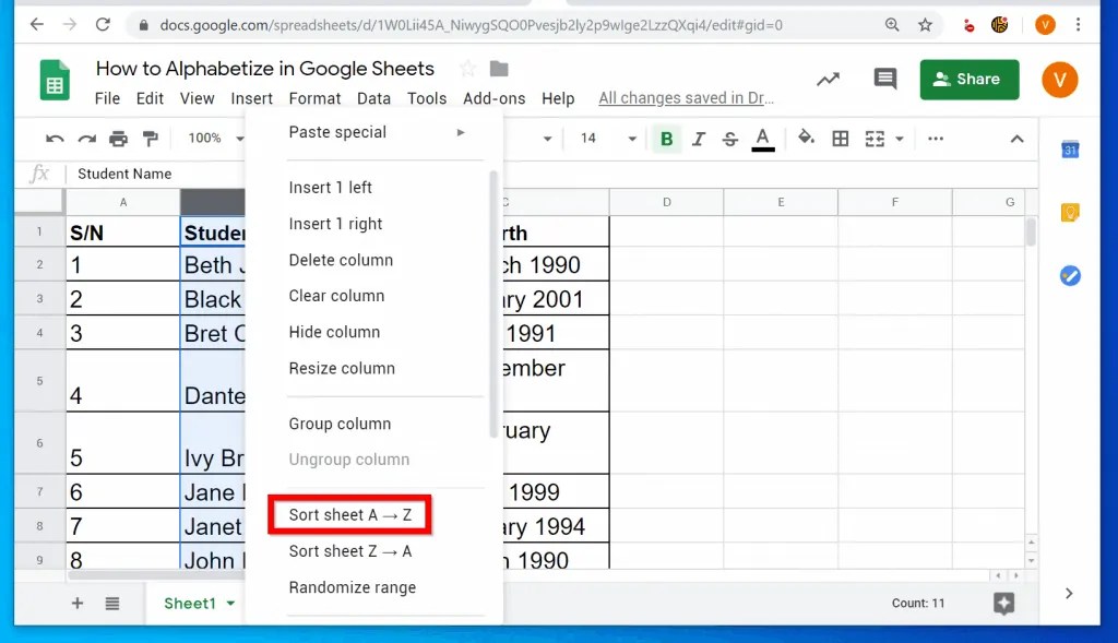 How to Alphabetize in Google Sheets Itechguides