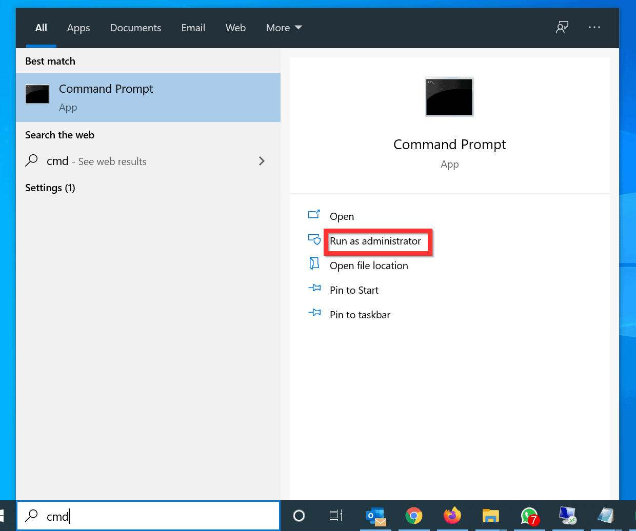 Run as Administrator Windows 10 CMD, Programs, PowerShell