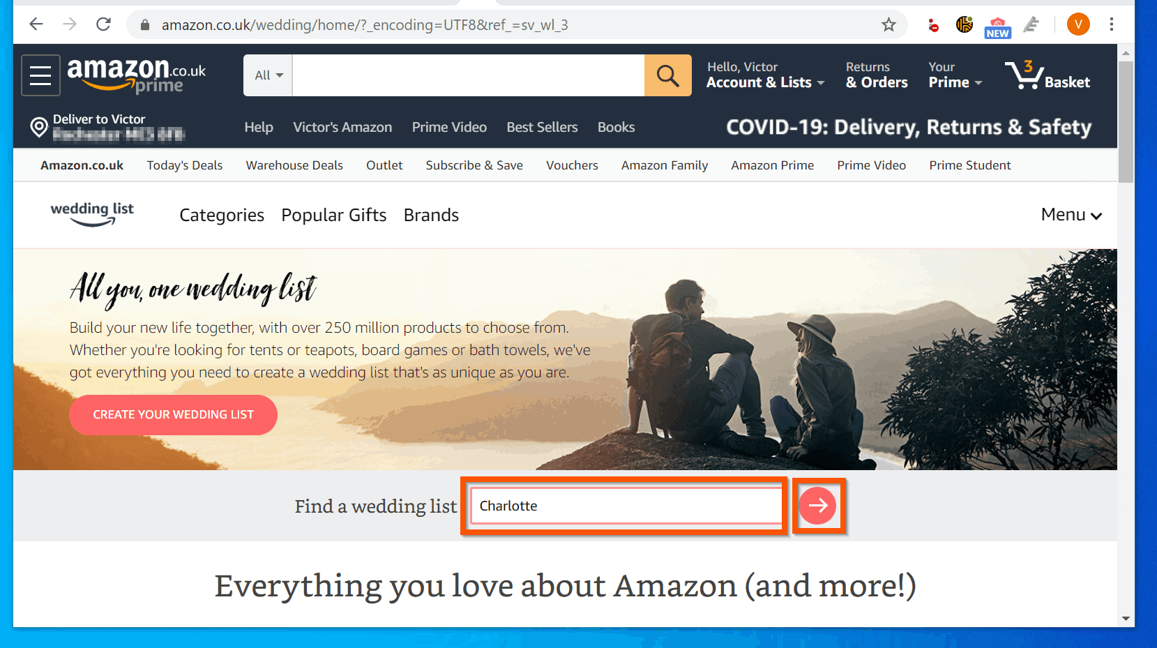Amazon Wedding Registry Search from a PC or Mobile