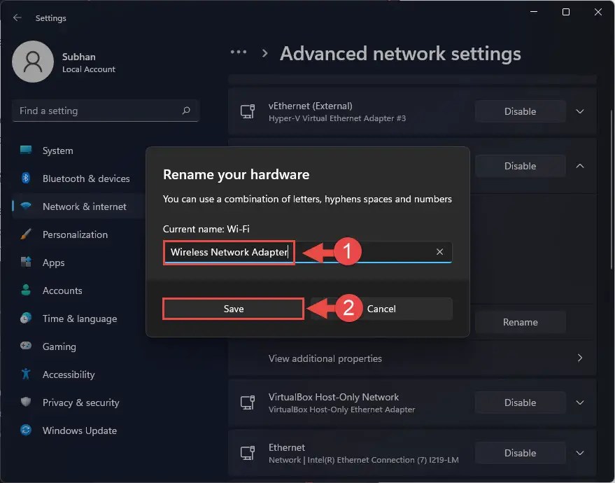 How To Change Network And Network Adapter Names In Windows 11