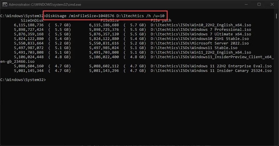 DiskUsage Check Disk Space In Windows 11 Using Command Line