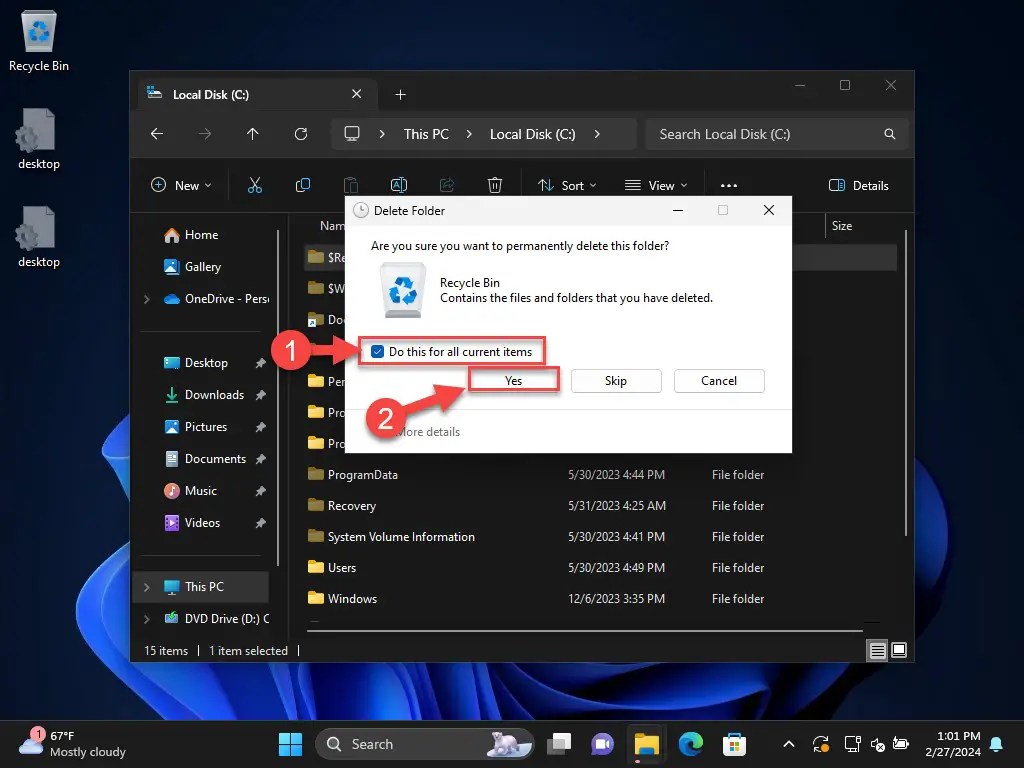 How To Delete/Empty The Hidden Recycle Bin (RECYCLE.BIN) Folder On Windows