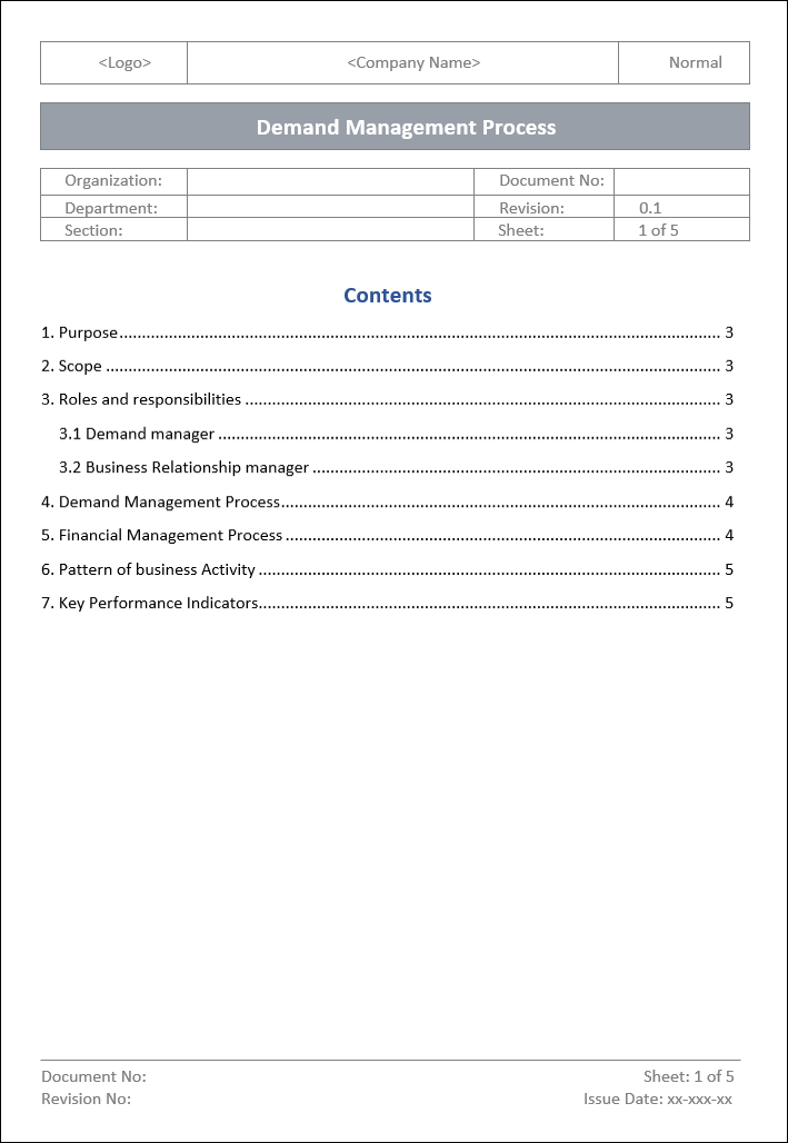 Demand Management Process Template – IT Governance Docs