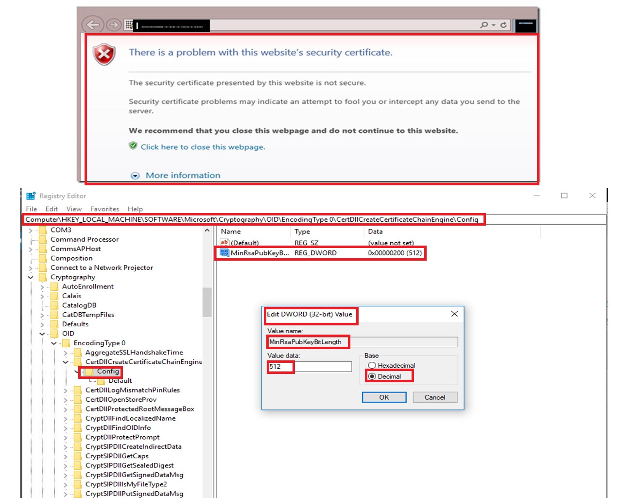 How To Fix ''Continue'' Link Missing from Certificate Error Page In