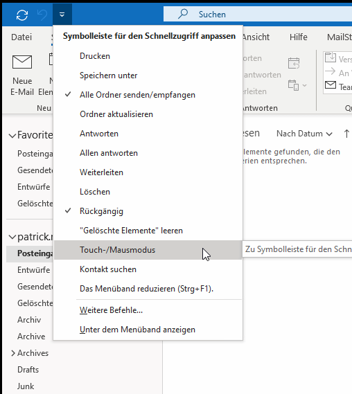 Computerhilfe Outlook Buttons der EMail und Kalender Vorschau sind
