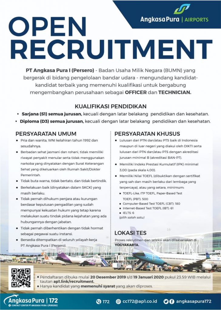 Open Recruitment Angkasa Pura Airport Departemen Kimia ITS
