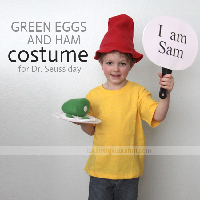 Easy DIY Green Eggs and Ham costumes for Dr. Suess day It's Always Autumn