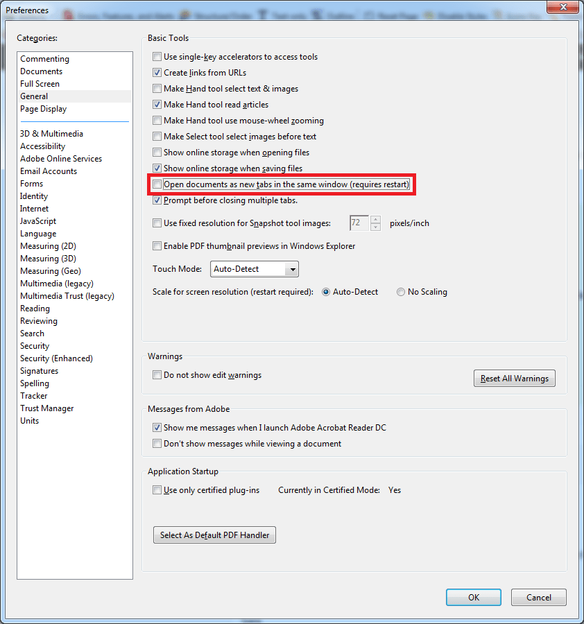 Adobe Reader DC How to disable tabs IT Support Guides