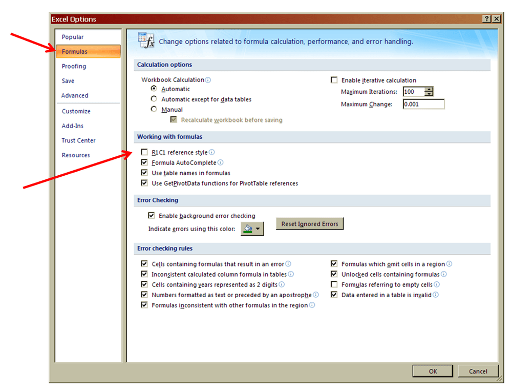 Excel 2007 Using R1C1 Reference Style IT Support Guides