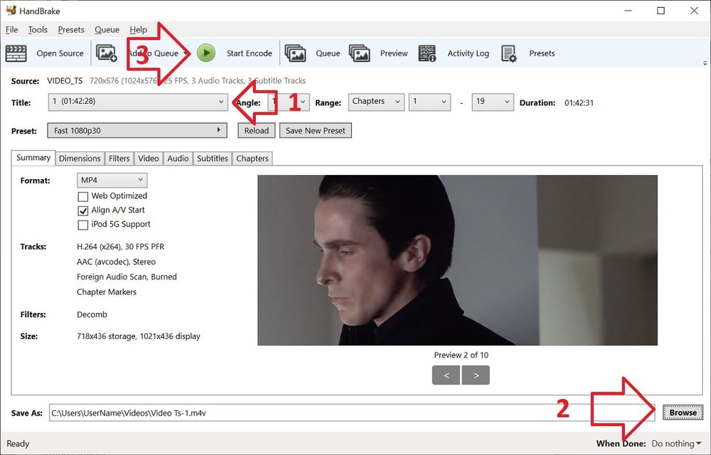 How to convert VIDEO_TS VOB DVD files to MP4 using Handbrake