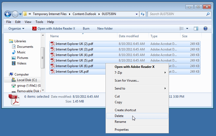 [SOLVED] Outlook 2010 Unable to open attachment "Cannot create file