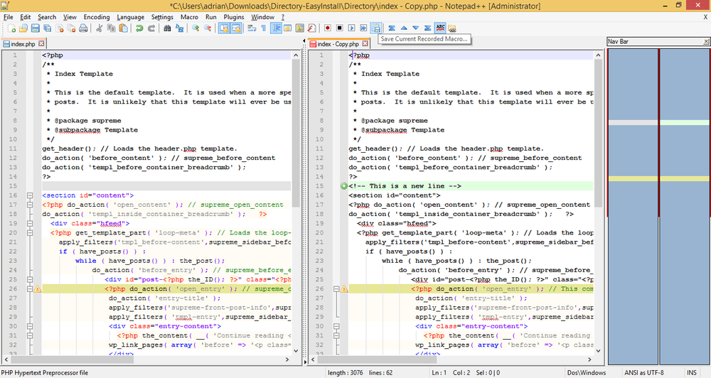 How to compare files using Notepad++