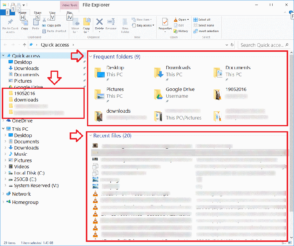Windows 10 How to disable Recent Items and Frequent Folders history