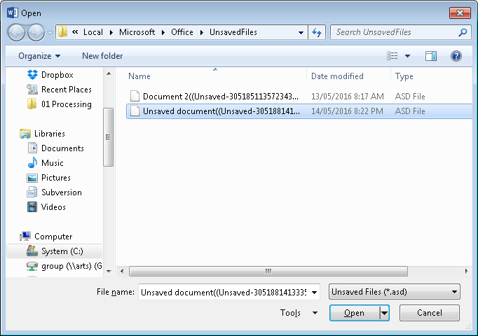 Word 2016 How to recover unsaved documents