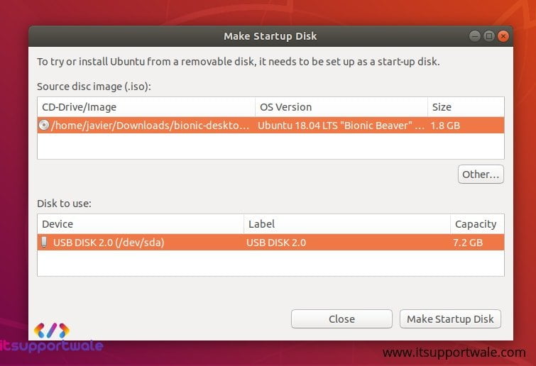 How to make Bootable USB Disk in Ubuntu ITSupportWale