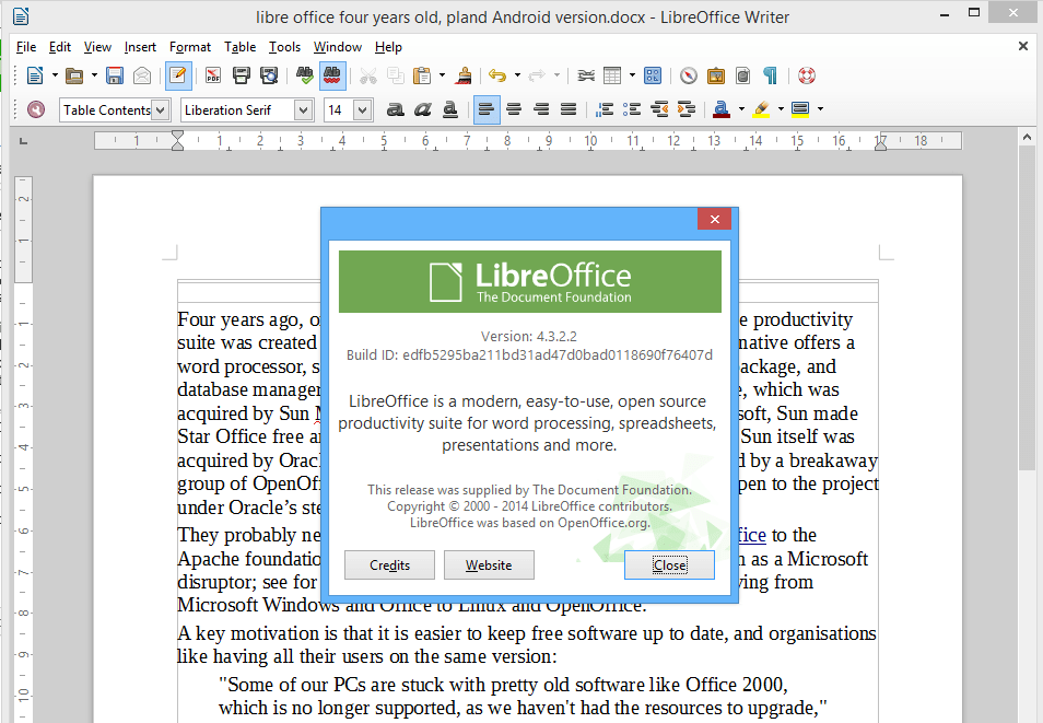 LibreOffice is four years old, plans Android version Tim